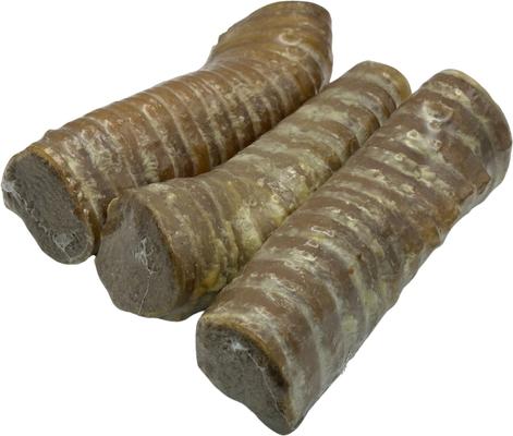 Tubo traqueal doble relleno de 6 pulgadas con golosina masticable de mantequilla de maní para perros, 3 unidades