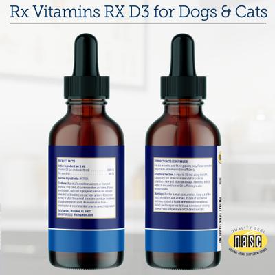 Rx D3 Pure Cholecalciferol Vitamin Liquid Supplement for Dogs & Cats, 2-fl oz bottle