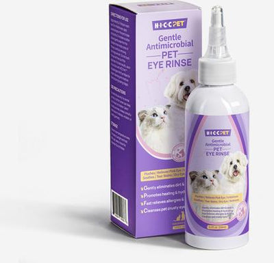 Enjuague suave antimicrobiano para ojos de perros y gatos, botella de 5.1 fl oz