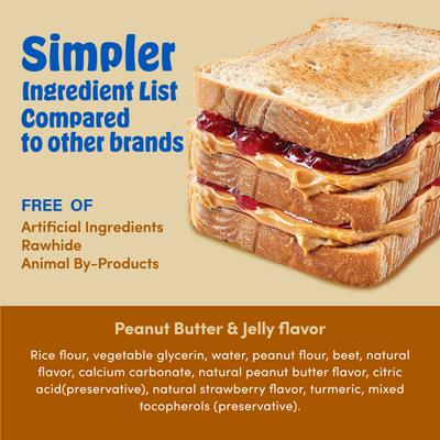 Mega-Bone Long-Lasting Chicken Free Peanut Butter & Jelly Flavor Adult Dental Dog Chew, 16.8-oz bag, 6 count