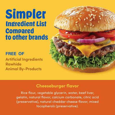 Mega-Bone Long-Lasting Rawhide-Free Cheese Burger Flavor Adult Dog Chew, 16.8-oz bag, 6 count