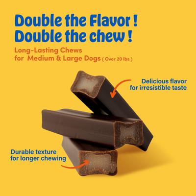 Mega-Bone Long-Lasting Rawhide-Free Cheese Burger Flavor Adult Dog Chew, 16.8-oz bag, 6 count