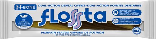 FLOSSta Dual Action Pumpkin Flavor Dental Dog Chews, 15 count