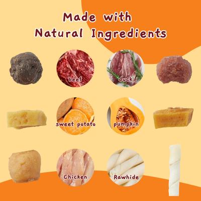 Chicken, Duck, Beef, Sweet Potato & Pumpkin Rawhide Kabob Dog Treats, 10.6-oz