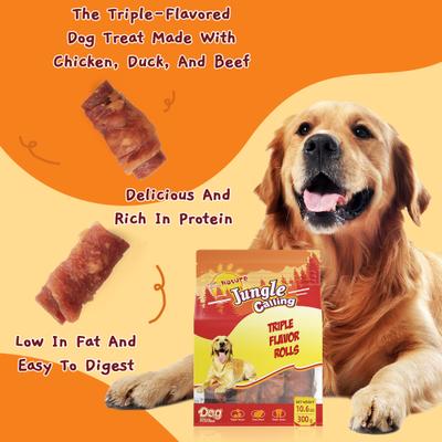 Chicken, Duck & Beef Rawhide-Free Rolls Dog Treats, 10.6-oz