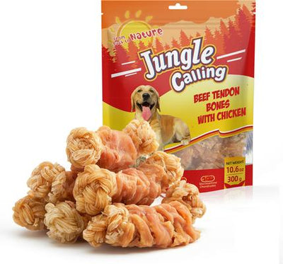 Chicken Wrapped Knotted Beef Tendon Bones Dog Chew, 10.6-oz