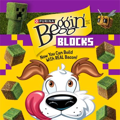 A Minecraft Movie Blocks with Bacon Jerky Dog Treats, 6-oz pouch
