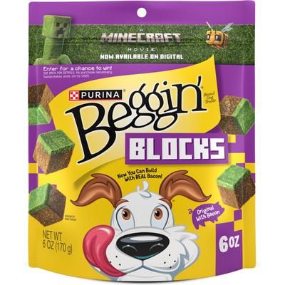 Premios para perros con forma de bloques de película de Minecraft con tocino y cecina, bolsa de 177 g