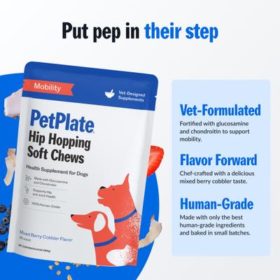 Human Grade Hip Hoppin' Mobility Soft Chews Dog Supplement, 28 count