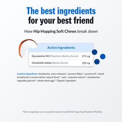 Human Grade Hip Hoppin' Mobility Soft Chews Dog Supplement, 28 count