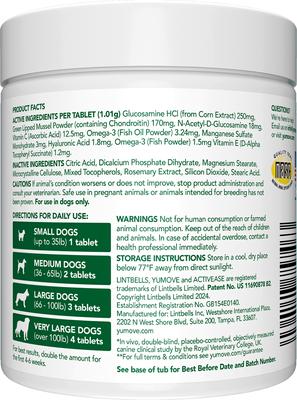 YuMOVE Chewable Tablet Senior Hip & Joint Maximum Strength Supplement for Dogs, 120 count