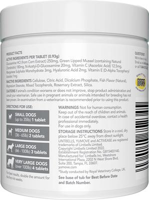 YuMOVE Plus Chewable Tablet Extra Strength Joint Supplement for Dogs, 120 count