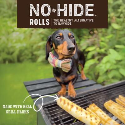 No-Hide From the Grill Long Lasting Natural Rawhide Alternative Medium Grilled Cheese Vegetarian Flavor Rolls Chew Dog Treats, 1 count