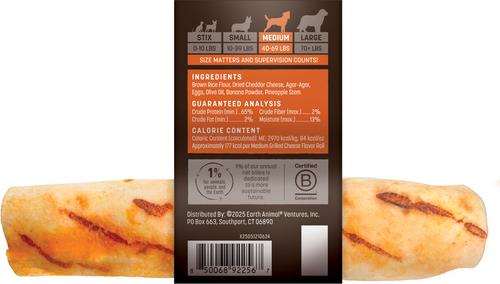 No-Hide From the Grill Long Lasting Natural Rawhide Alternative Medium Grilled Cheese Vegetarian Flavor Rolls Chew Dog Treats, 1 count
