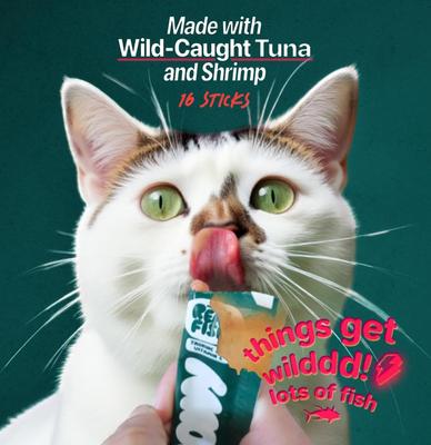 Seafood with Wild-Caught Tuna & Oceanfish Human-Grade Lickable Cat Treats, 6.76-oz pouch, 16 count