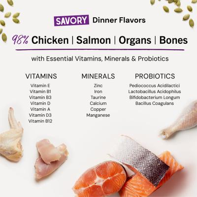 Marie’s Magical Dinner Dust - Alimento crudo liofilizado para gatos con salmón salvaje y pollo de corral (7 oz)