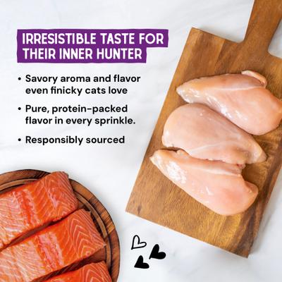 Marie’s Magical Dinner Dust - Alimento crudo liofilizado para gatos con salmón salvaje y pollo de corral (7 oz)