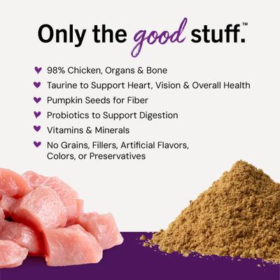 Marie's Magical Dinner Dust - Alimento crudo liofilizado para gatos con receta de pollo sin jaula, bolsa de 7 oz