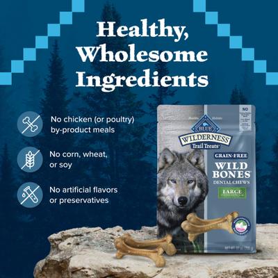 Wilderness Wild Bones Grain-Free Large Dental Dog Treats, 27-oz bag, count varies