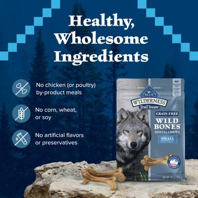 Wilderness Wild Bones Grain-Free Small Dental Dog Treats, 27-oz bag, count varies