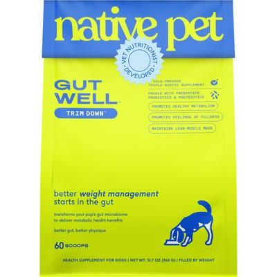 Native Pet, GutWell Trim Down, Prebióticos + L-Carnitina + Probióticos + Postbióticos para Peso y Metabolismo, Perros, 60 scoops