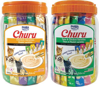 Bundle: Inaba Churu Tuna & Chicken Varieties Puree + Chicken Varities Lickable Cat Treats