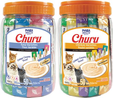 Bundle: Inaba Churu Chicken Varities + Churu Tuna Puree Variety Pack Lickable Cat Treat