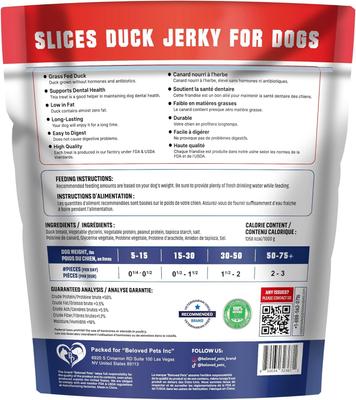 Duck Breast Human Grade Grain-Free Jerky Dog Treats, 1.5-lb bag