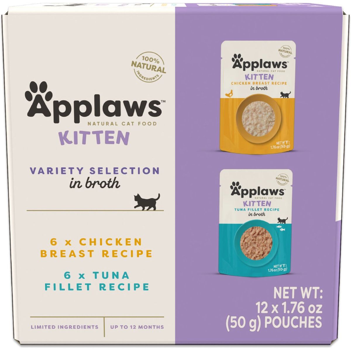 Kitten Alimento Húmedo, Kitten Variety Selection en Broth. 50 g, caja de 12. - Applaws