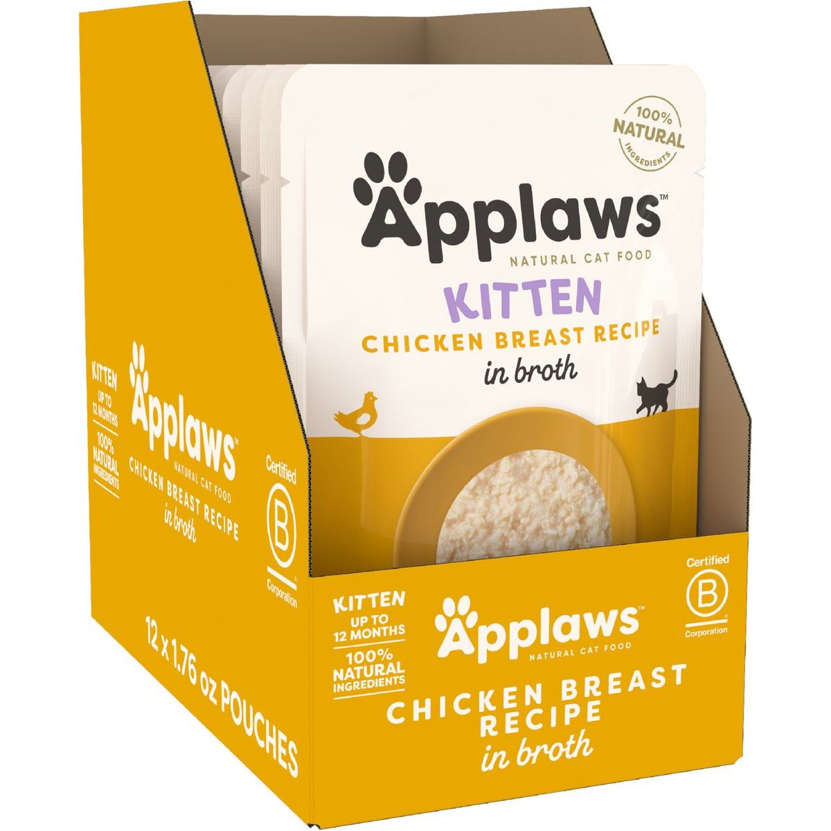 Kitten Alimento Húmedo, Kitten Pechuga de Pollo en Broth. 50 g, caja de 12. - Applaws
