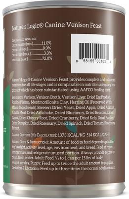 100% Natural Canine Venison Feast All Life Stages Grain-Free Wet Dog Food, 13.2-oz, case of 12