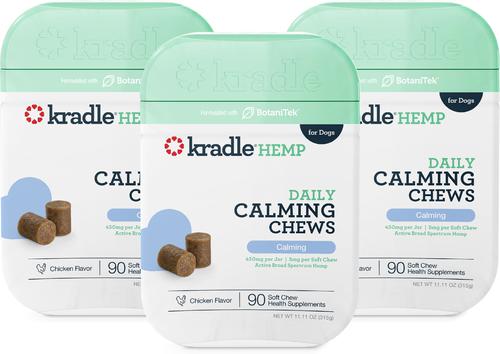Daily Calming Chicken Flavored Soft Chew Broad Spectrum Hemp Extract Calming Supplement for Dogs, 90 count, bundle of 3