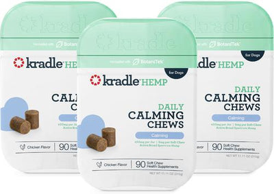 Daily Calming Chicken Flavored Soft Chew Broad Spectrum Hemp Extract Calming Supplement for Dogs, 90 count, bundle of 3