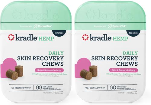 Broad Spectrum Hemp Extract Beef Liver Flavor Skin Recovery Chews Supplement for Dogs, 90 count