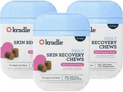 Skin Recovery Beef Flavored Chew Supplement for Dogs, 75 count, bundle of 3