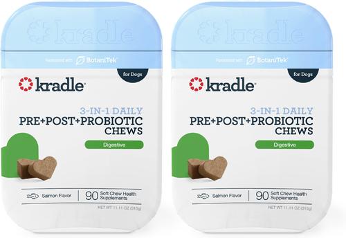 3-in-1 Pre + Post + Probiotic Salmon Flavor Chew Supplement for Dogs, 90 count