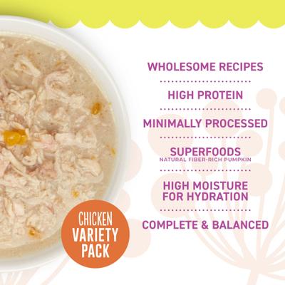 Variety Pack Chicken Entrees Grain-Free Wholefoods Wet Cat Food, 2.8-oz can, case of 8