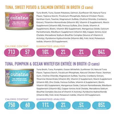 Variety Pack Tuna Entrees Grain-Free Wholefoods Wet Cat Food, 2.8-oz can, case of 8