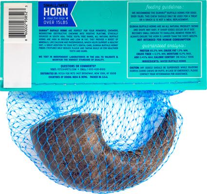 Buffalo Horn Natural Chew Dog Treats, Small