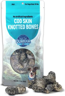 Cod Skin Knotted Bones Dehydrated Dog Treats, Mini, 3-oz bag