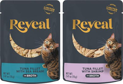 Bundle: Reveal Tuna with Sea Bream in Broth + Tuna with Shrimp in Broth Flavored Wet Cat Food
