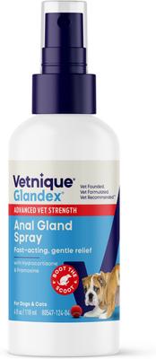 Glandex Medicated Anal Gland, aerosol anal medicado de acción rápida para perros y gatos, antipicazón y alivio del dolor, botella de 113 ml