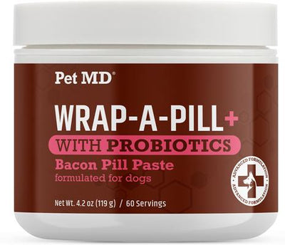 Wrap-A-Pill with Probiotics Bacon Flavored Pill Paste Nutritional Supplement for Dogs & Cats, 4.2-oz tub