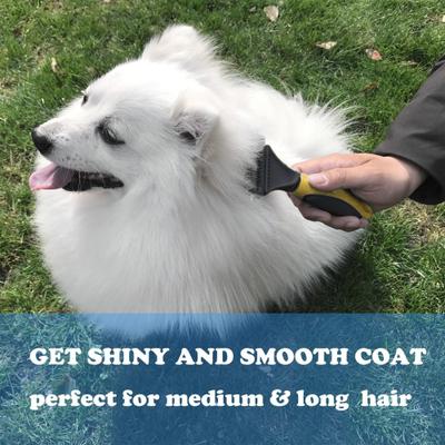 Dematting Rake Matt Splitters Dog & Cat Brush, Yellow/Black