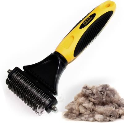 Dematting Rake Matt Splitters Dog & Cat Brush, Yellow/Black