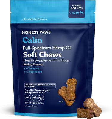 Full Spectrum Hemp Oil Soft Chews Chicken Flavored Calming Supplement for Dogs, 30 count