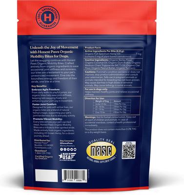 Full-Spectrum Hemp Oil Bites Mobility Blend Tumeric Flavored Joint Chew Supplement for Dogs, 30 count