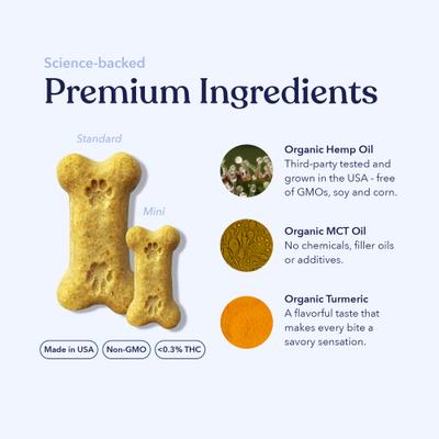 Full-Spectrum Hemp Oil Bites Mobility Blend Tumeric Flavored Joint Chew Supplement for Dogs, 30 count