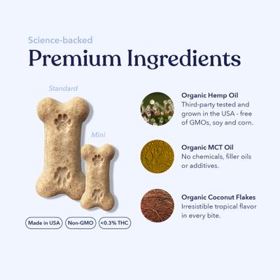 Full-Spectrum Hemp Oil Bites Well Blend Creamy Coconut Flavored Immune Chew Supplement for Dogs, 30 count