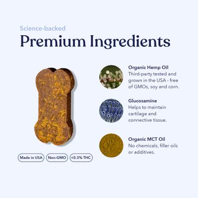 Full-Spectrum Hemp Oil Soft Chews Mobility Blend Chicken Flavored Joint Supplement for Dogs, 30 count